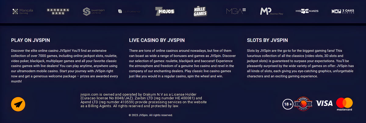 Site oficial JVSpin Casino