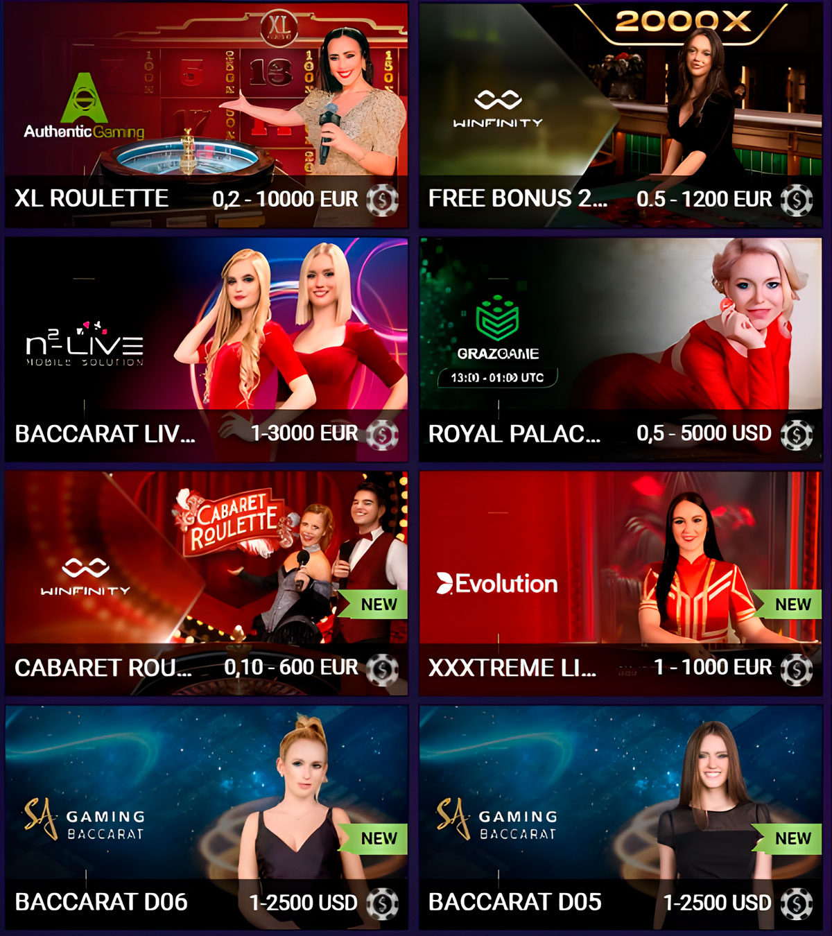 Jeux avec croupier en direct